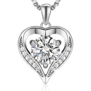 4.0ct Moissanite Heart Necklace 925 Sterling Silver NWT